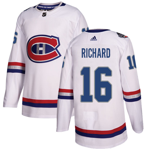 Adidas Canadiens #16 Henri Richard White Authentic 100 Classic Stitched NHL Jersey - Click Image to Close